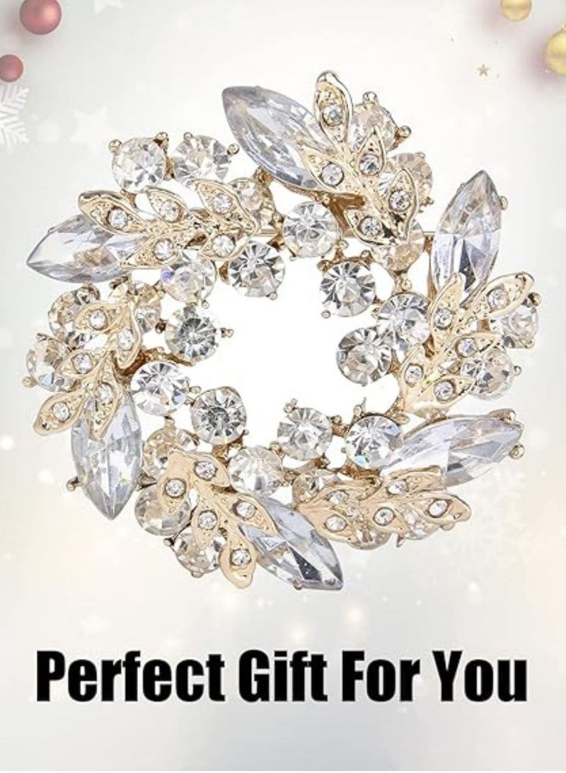 Oasisgalore Crystal Wedding Corsage Brooch Pin, Bridal Flower Wreath Jewelry for Women  - Image 5