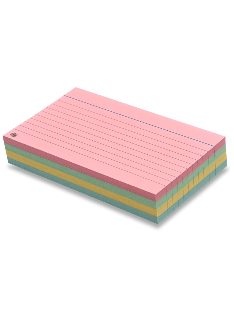 FIS بطاقات تسجيل FIS® ذات خطوط أو بطاقات فهرسة، الحجم: 5"x3" بوصات (127x76 مم)، جانبين بخط واحد، 180 جرام/متر مربع، 100 ورقة لكل عبوة، 4 ألوان متنوعة، عبوة من 3 قطع -FSIC53-1804C-3 - Image 2