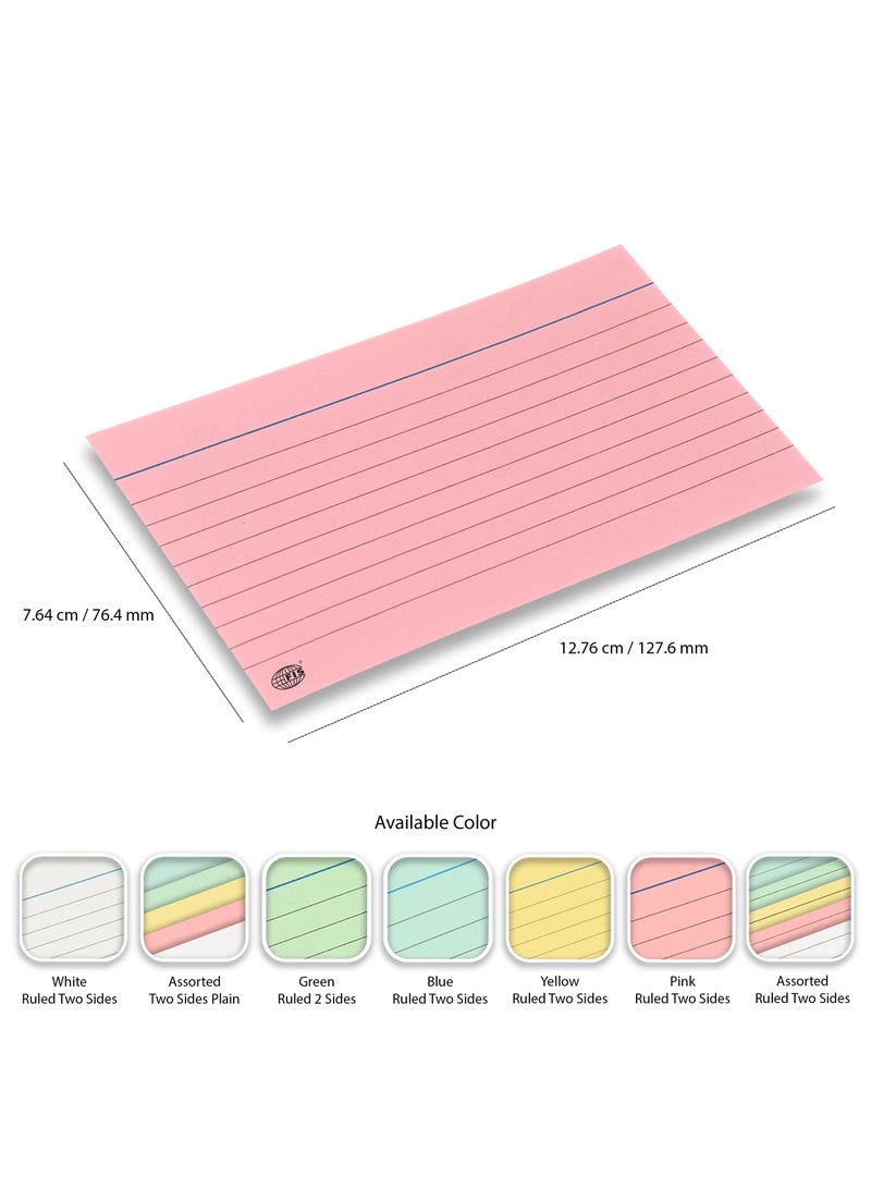 FIS بطاقات تسجيل FIS® ذات خطوط أو بطاقات فهرسة، الحجم: 5"x3" بوصات (127x76 مم)، جانبين بخط واحد، 180 جرام/متر مربع، 100 ورقة لكل عبوة، 4 ألوان متنوعة، عبوة من 3 قطع -FSIC53-1804C-3 - Image 4