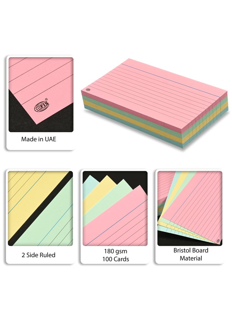 FIS بطاقات تسجيل FIS® ذات خطوط أو بطاقات فهرسة، الحجم: 5"x3" بوصات (127x76 مم)، جانبين بخط واحد، 180 جرام/متر مربع، 100 ورقة لكل عبوة، 4 ألوان متنوعة، عبوة من 3 قطع -FSIC53-1804C-3 - Image 5