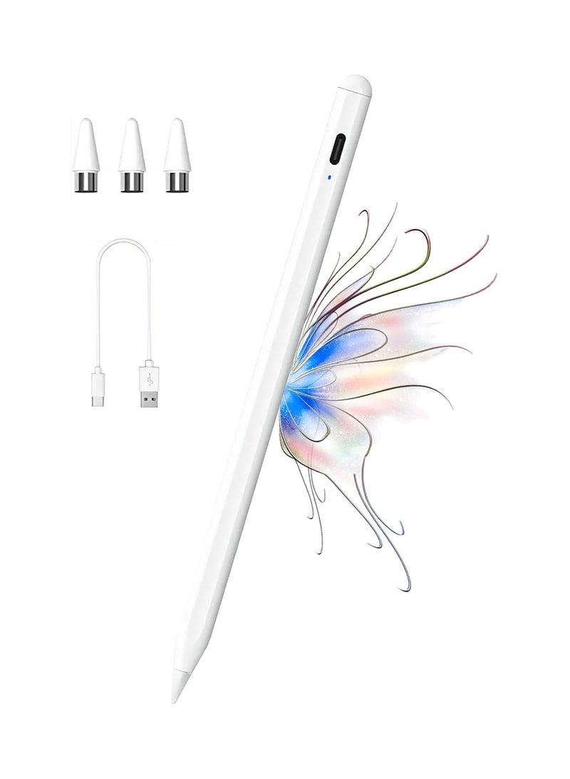 Dual-Tip Stylus Pen with Palm Rejection Technology for Android, Samsung, Huawei Tablets and Smartphones – White – Long Battery Life - Image 1