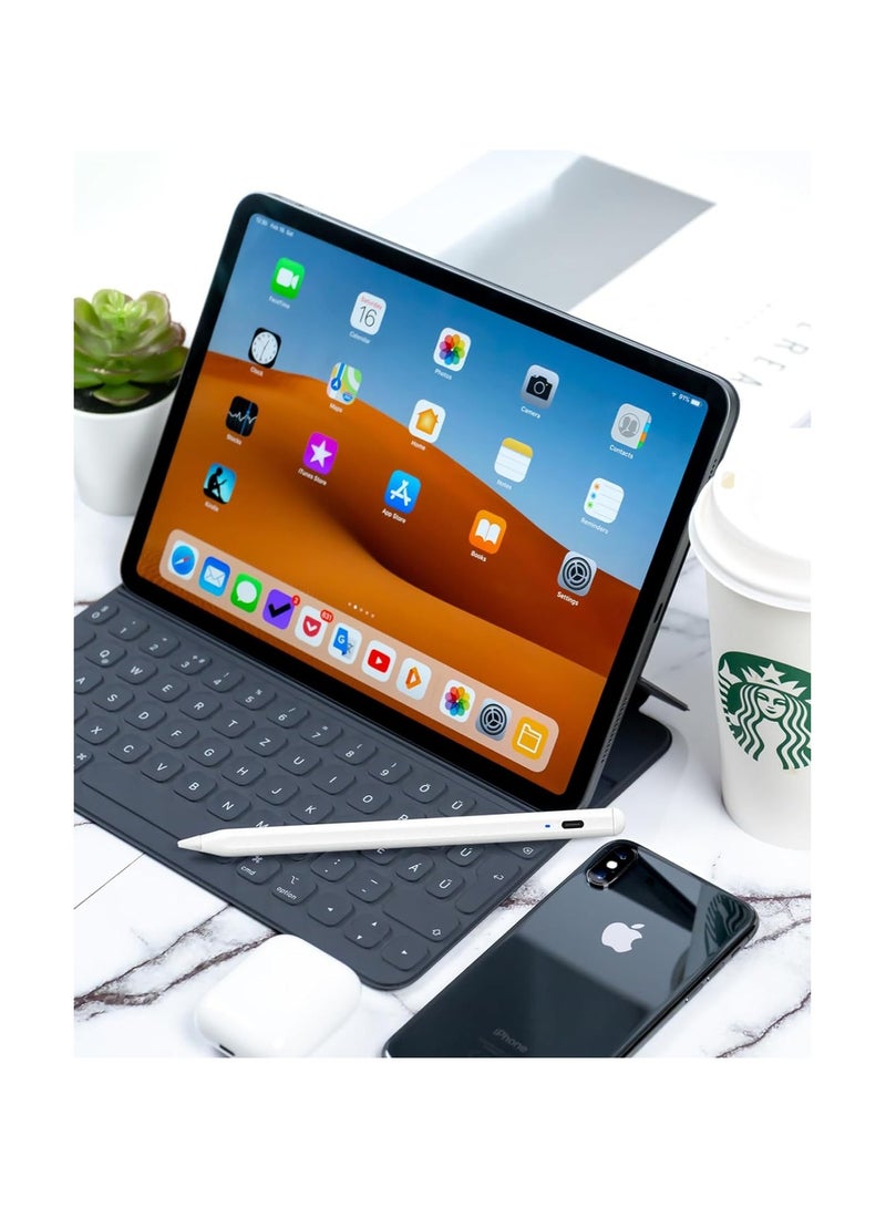 Dual-Tip Stylus Pen with Palm Rejection Technology for Android, Samsung, Huawei Tablets and Smartphones – White – Long Battery Life - Image 3