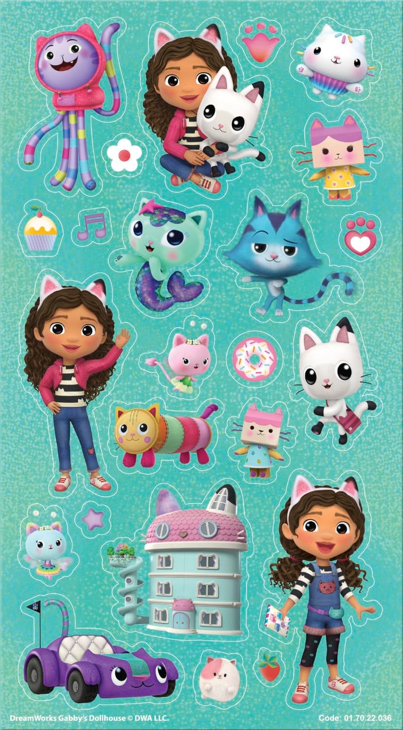 Paper Projects 01.70.22.036 Gabby's Dollhouse Mega Pack | Three Types of Stickers (Around 150 Total) | Reusable on Non-Porous Surfaces, 35cm x 23cm - Image 3