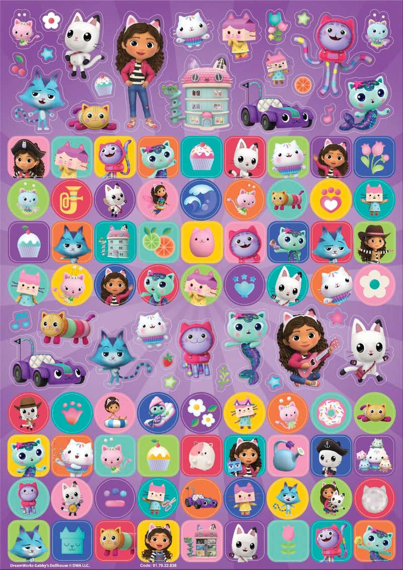 Paper Projects 01.70.22.036 Gabby's Dollhouse Mega Pack | Three Types of Stickers (Around 150 Total) | Reusable on Non-Porous Surfaces, 35cm x 23cm - Image 2