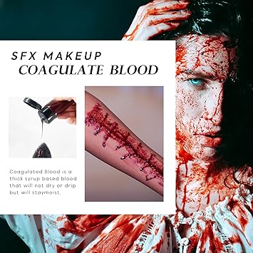 immetee SFX Fake Blood Gel Halloween Blood Makeup Face Body Paint Vampire Makeup Coagulated Stage Blood Specail Effects Makeup 55g - Image 3