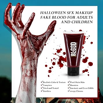 immetee SFX Fake Blood Gel Halloween Blood Makeup Face Body Paint Vampire Makeup Coagulated Stage Blood Specail Effects Makeup 55g - Image 4