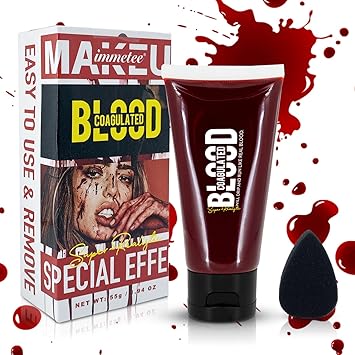 immetee SFX Fake Blood Gel Halloween Blood Makeup Face Body Paint Vampire Makeup Coagulated Stage Blood Specail Effects Makeup 55g - Image 1