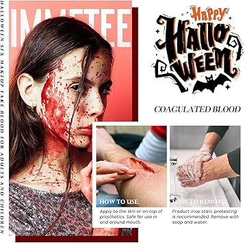 immetee SFX Fake Blood Gel Halloween Blood Makeup Face Body Paint Vampire Makeup Coagulated Stage Blood Specail Effects Makeup 55g - Image 5