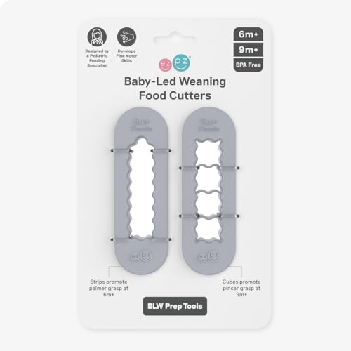 ezpz BabyLed Weaning Food Cutters 2 pack in Pewter 6 9 Months Food Prep for Infants - Image 1