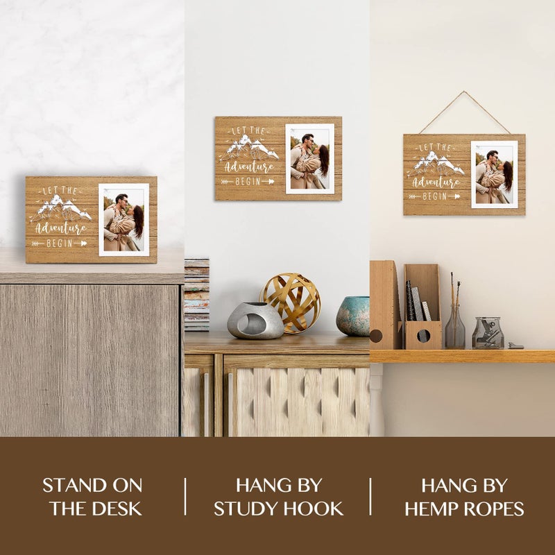 إليجانت بارك هدايا أنيقة للمشاركة للأزواج للزفاف للزوجين المحاربين ، إطار صورة رومانسي عيد ميلاد رومانسي لصديق صديقته له ودعها للمغامرة تبدأ 4x6 إطار صورة الخشب - Image 4