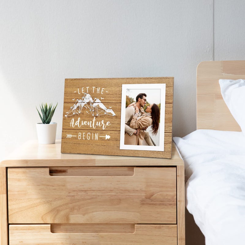 إليجانت بارك هدايا أنيقة للمشاركة للأزواج للزفاف للزوجين المحاربين ، إطار صورة رومانسي عيد ميلاد رومانسي لصديق صديقته له ودعها للمغامرة تبدأ 4x6 إطار صورة الخشب - Image 2