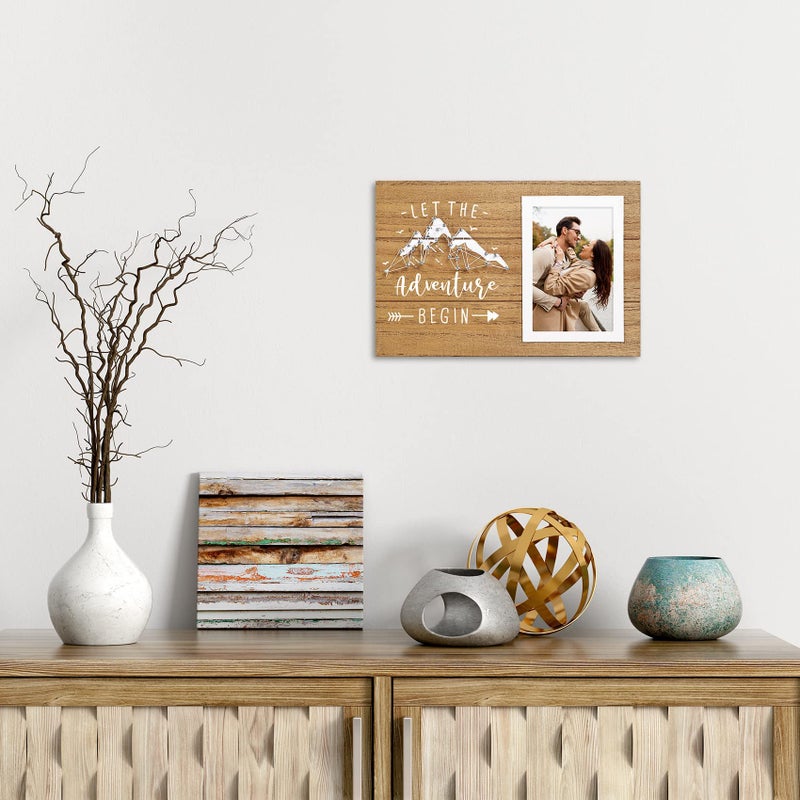 إليجانت بارك هدايا أنيقة للمشاركة للأزواج للزفاف للزوجين المحاربين ، إطار صورة رومانسي عيد ميلاد رومانسي لصديق صديقته له ودعها للمغامرة تبدأ 4x6 إطار صورة الخشب - Image 3