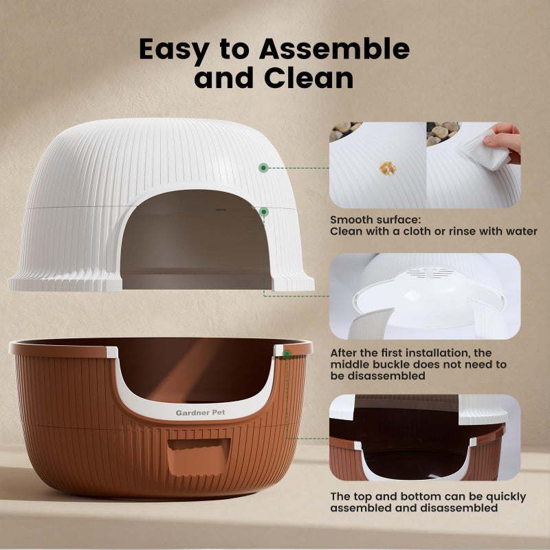Gardner Pet Hidden Cat Litter Box with Faux Plant & Scoop, Drawer Decorative Litter Box Enclosure with Odor Controlled Carbon Filter, Effortless Refilling, Scooping & Cleaning, Leak-Proof Design, Brown - Image 5