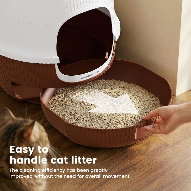 Gardner Pet Hidden Cat Litter Box with Faux Plant & Scoop, Drawer Decorative Litter Box Enclosure with Odor Controlled Carbon Filter, Effortless Refilling, Scooping & Cleaning, Leak-Proof Design, Brown - Image 3