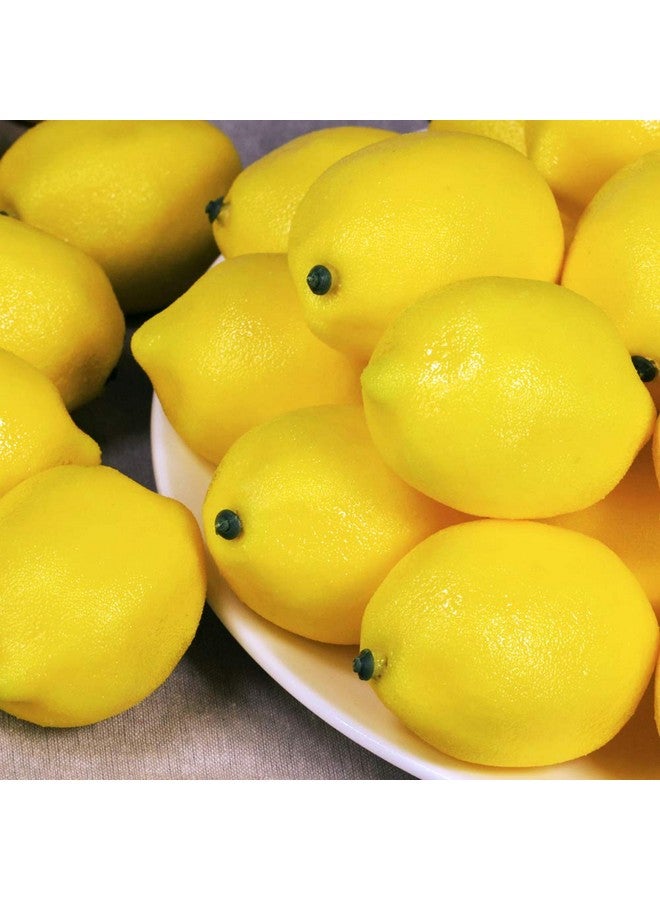 Winlyn 30 Pack Faux Yellow Lemons Artificial Fruits Fake Lemons Lifelike Simulation for Lemonade Party Kitchen Table Summer Decorations Vase Fillers Fruit Bowl Lemon Wreath Garland Photography Props - Image 2