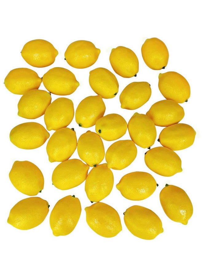 Winlyn 30 Pack Faux Yellow Lemons Artificial Fruits Fake Lemons Lifelike Simulation for Lemonade Party Kitchen Table Summer Decorations Vase Fillers Fruit Bowl Lemon Wreath Garland Photography Props - Image 1