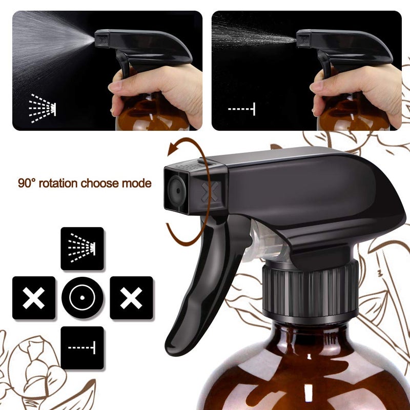 Worldgsb Glass Spray Bottles  16Oz*2+4Oz*2+2Oz*4 Refillable Containers  Empty Boston Round Bottles With Adjustable Nozzle For Cleaning  Gardening  Aromatherapy  Pets  Plant  Hair -Amber - Image 2