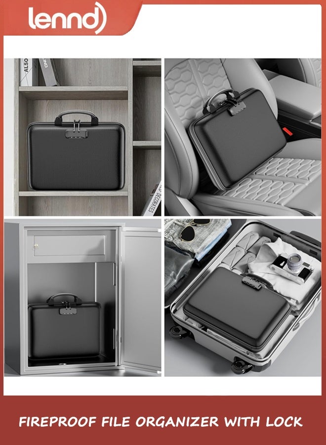 LENND Fireproof File Organizer with Lock, Hard-Shell Case Fireproof Document Box with 13 Pocket Accordion File Folder, Portable Home Office Travel Safe Storage for Important Documents Laptop Black - Image 5