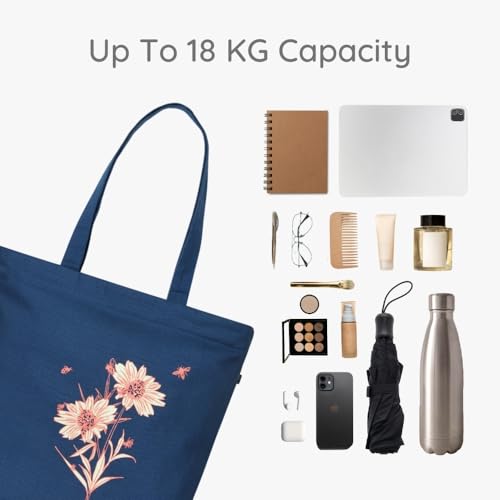 EcoRight Eco Right Large Canvas Tote Bag for Women with Cosmetic Pouch, Zipper Handbags for Women Inner Pocket for Shopping, Office & Daily Use(Tote & Cosmetic Pouch) - Image 4