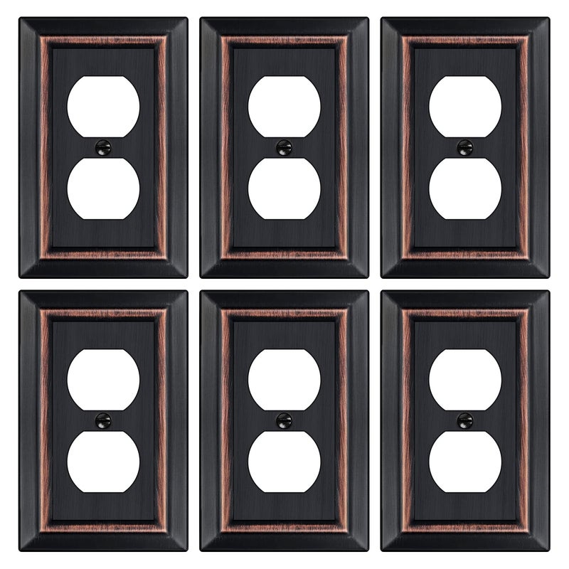 Dyekou Metal Wall Plate for Electrical Outlets Decorative Aged Bronze Switch Plates Outlet Cover Light Switch Cover Plate 1Gang Wall Plates Duplex Outlet 6 Pack