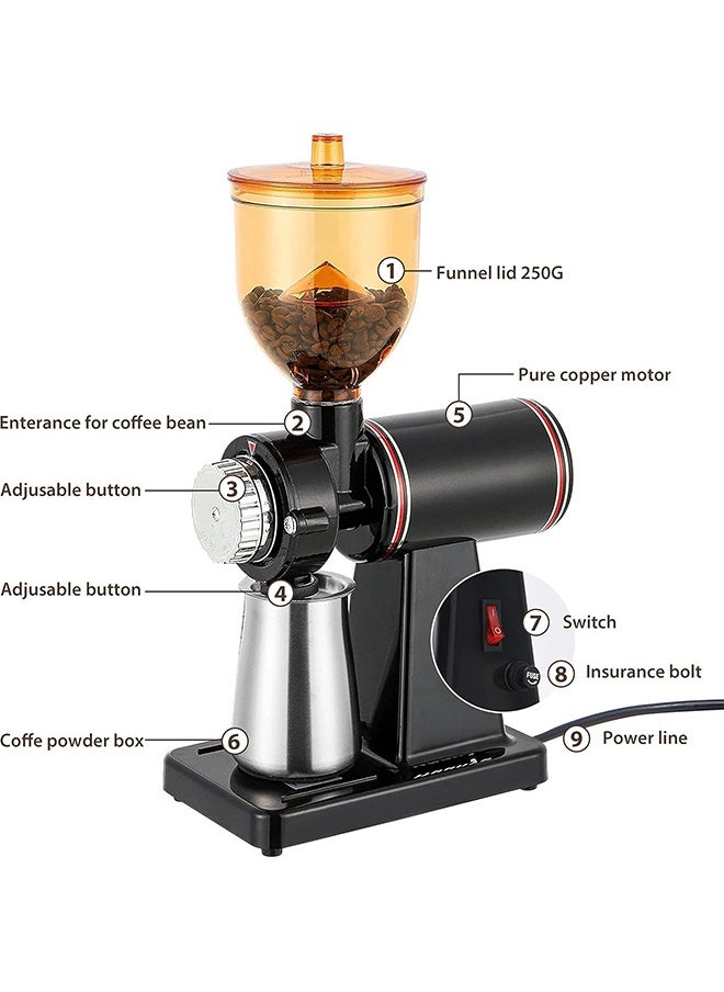 Arabest Coffee Bean Burr Mill Grinder, 8 Gear Adjustment 250g Semi Automatic Coffee Bean Grinder Siphon Type Electric Coffee Grinding Hine for Drip Espresso (Black)  - Image 3