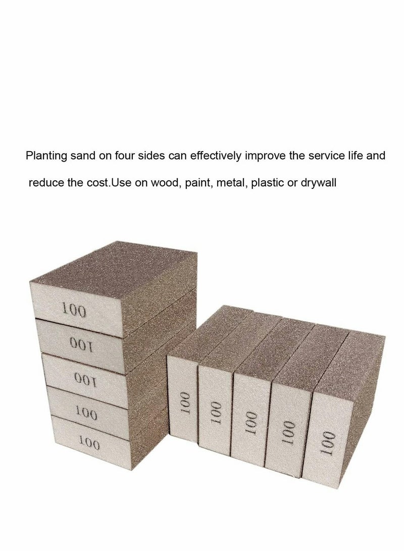 Excefore 10 Pack 100 Grit Sanding Sponge, Washable and Reusable Sanding Blocks Great for Pot Brush Pan Brush Sponge Brush Glasses Sanding Wood Sanding Metal Sanding (100 Grit-10 Pack)  - Image 2