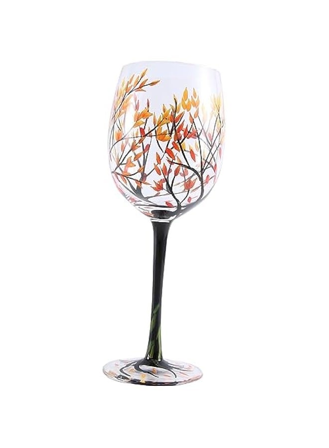 1Pcs HOT-Autumn Tree Wine Glass - Fall Colors - Leaves of Red, Yellow, Orange - Hand Painted - Fall Leaf Easy to Use  - Image 1