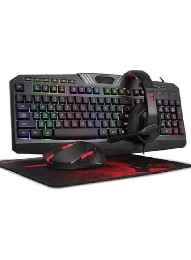 All-in-One Gaming Bundle – RGB Backlit Keyboard, Adjustable DPI Gaming Mouse, Mouse Pad & Headset – Wired PC Gamer Set