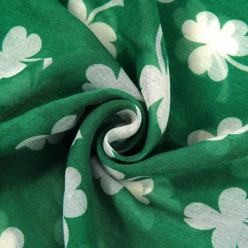 E-Clover Scarfs for Women St. Patrick's Day Scarf Shamrock Scarves Shawl for Spring Summer Irish Gifts Green Leaves - Image 4