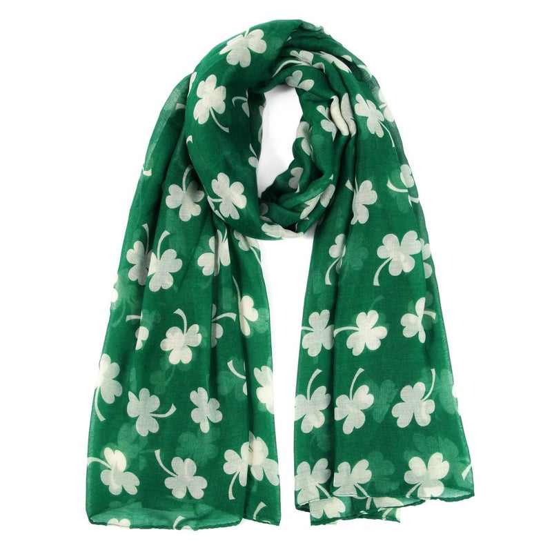 E-Clover Scarfs for Women St. Patrick's Day Scarf Shamrock Scarves Shawl for Spring Summer Irish Gifts Green Leaves - Image 1
