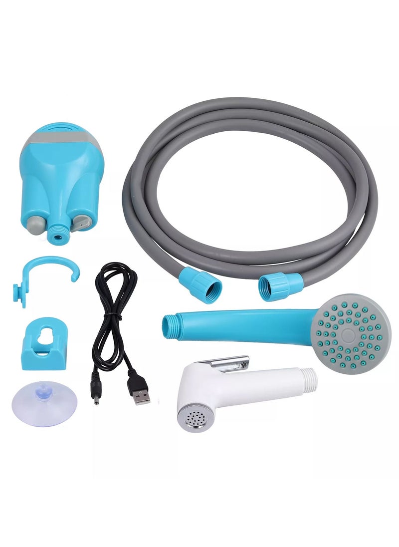 DubaiGallery Portable Bathroom Shower Set Bath Camping Shower Indoor Outdoor Baby Shower Head Nozzle Washer Handheld Pump Kit USB Cable  - Image 1