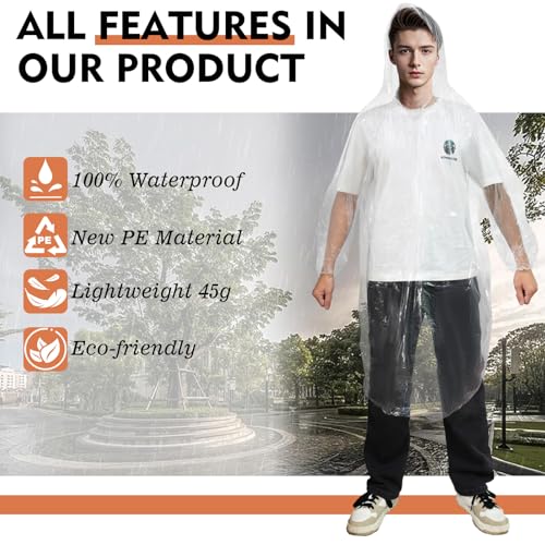 NVioAsport Ponchos Family Pack, (8 Pack) Rain Poncho for Adults Disposable Emergency Rain Ponchos - Image 5