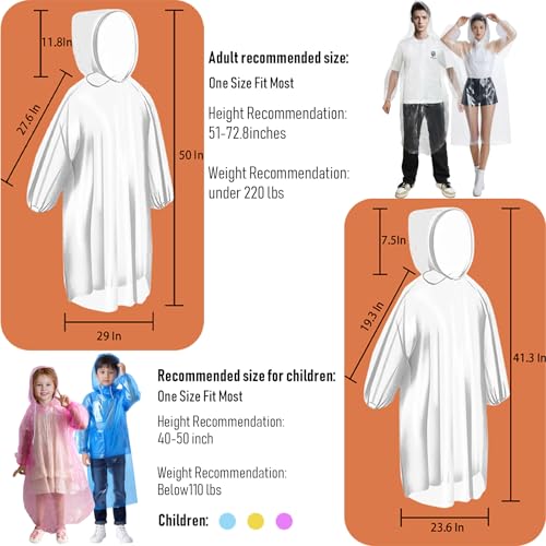 NVioAsport Ponchos Family Pack, (8 Pack) Rain Poncho for Adults Disposable Emergency Rain Ponchos - Image 3