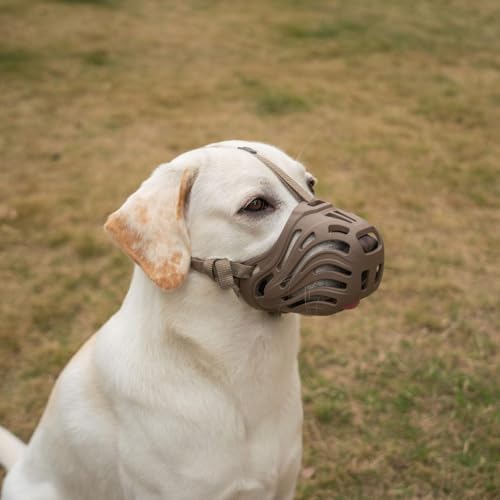 Diketone Dog Muzzle for Large Dogs Silicone Dog Muzzle, Dogs can Pant and Drink to Prevent Biting, Chewing and Barking (Coffee, M-5) - Image 1