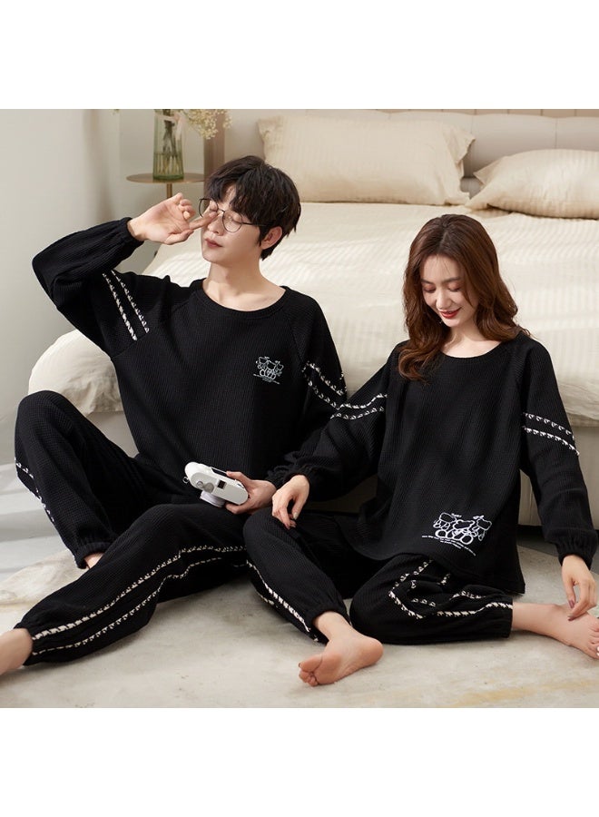Couples Homewear Pajamas Men's Long-sleeved Long Pants Loose Pajamas Ms. Cartoon Cute Homewear Pajamas Set Outdoor Can Wear - Image 1