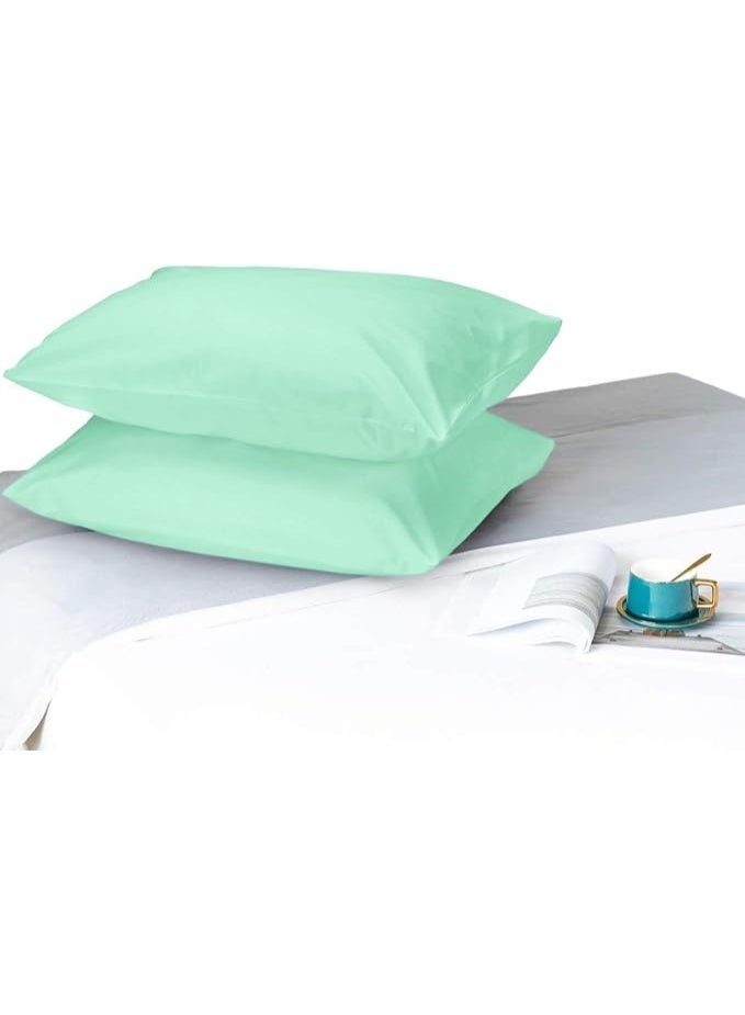 Lavish Touch 100% Cotton 170 GSM Flannel Sheet Set, Fitted Sheet, Pillowcases, Combo Packs (2 Pillowcases, Std 20 x 30, Mint Green) - Image 2