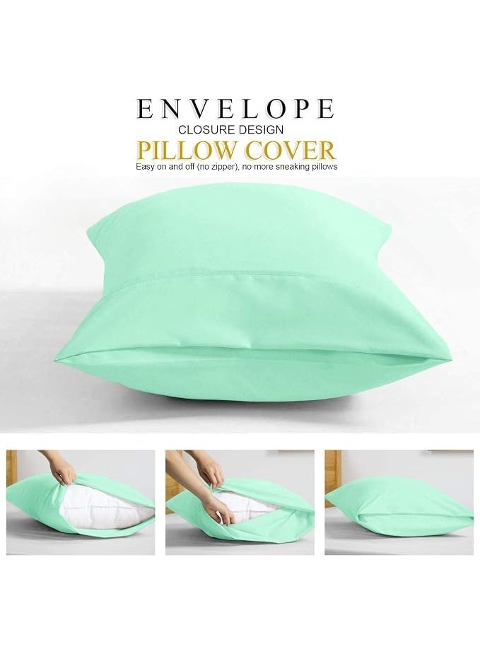 Lavish Touch 100% Cotton 170 GSM Flannel Sheet Set, Fitted Sheet, Pillowcases, Combo Packs (2 Pillowcases, Std 20 x 30, Mint Green) - Image 3