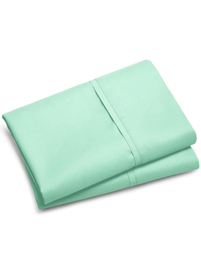 Lavish Touch 100% Cotton 170 GSM Flannel Sheet Set, Fitted Sheet, Pillowcases, Combo Packs (2 Pillowcases, Std 20 x 30, Mint Green) - Image 1