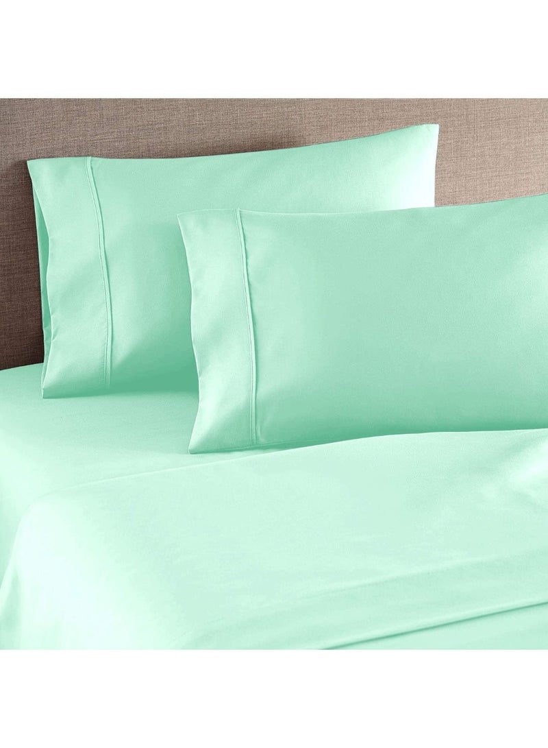 Lavish Touch 100% Cotton 170 GSM Flannel Sheet Set, Fitted Sheet, Pillowcases, Combo Packs (2 Pillowcases, Std 20 x 30, Mint Green) - Image 5