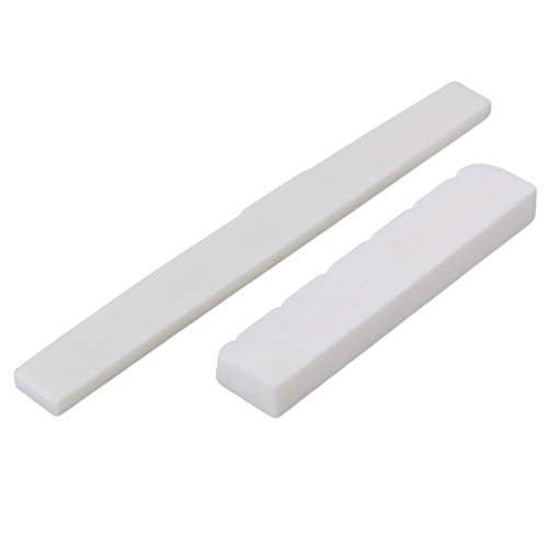 Mxfans White 2 in 1 Bridge Saddle Nut Set 80mm & 50mm for Classical Guitar Replacement Part - Image 2