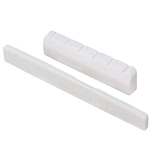 Mxfans White 2 in 1 Bridge Saddle Nut Set 80mm & 50mm for Classical Guitar Replacement Part - Image 1
