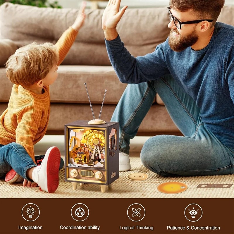 رولايف أحجية ثلاثية الأبعاد Rolife Music Box Sunset Carnival with Light 3D Wooden Puzzle Kits Toys for Children Kids Birthday Gifts AMT01 - Image 3