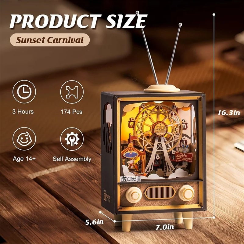 رولايف أحجية ثلاثية الأبعاد Rolife Music Box Sunset Carnival with Light 3D Wooden Puzzle Kits Toys for Children Kids Birthday Gifts AMT01 - Image 4