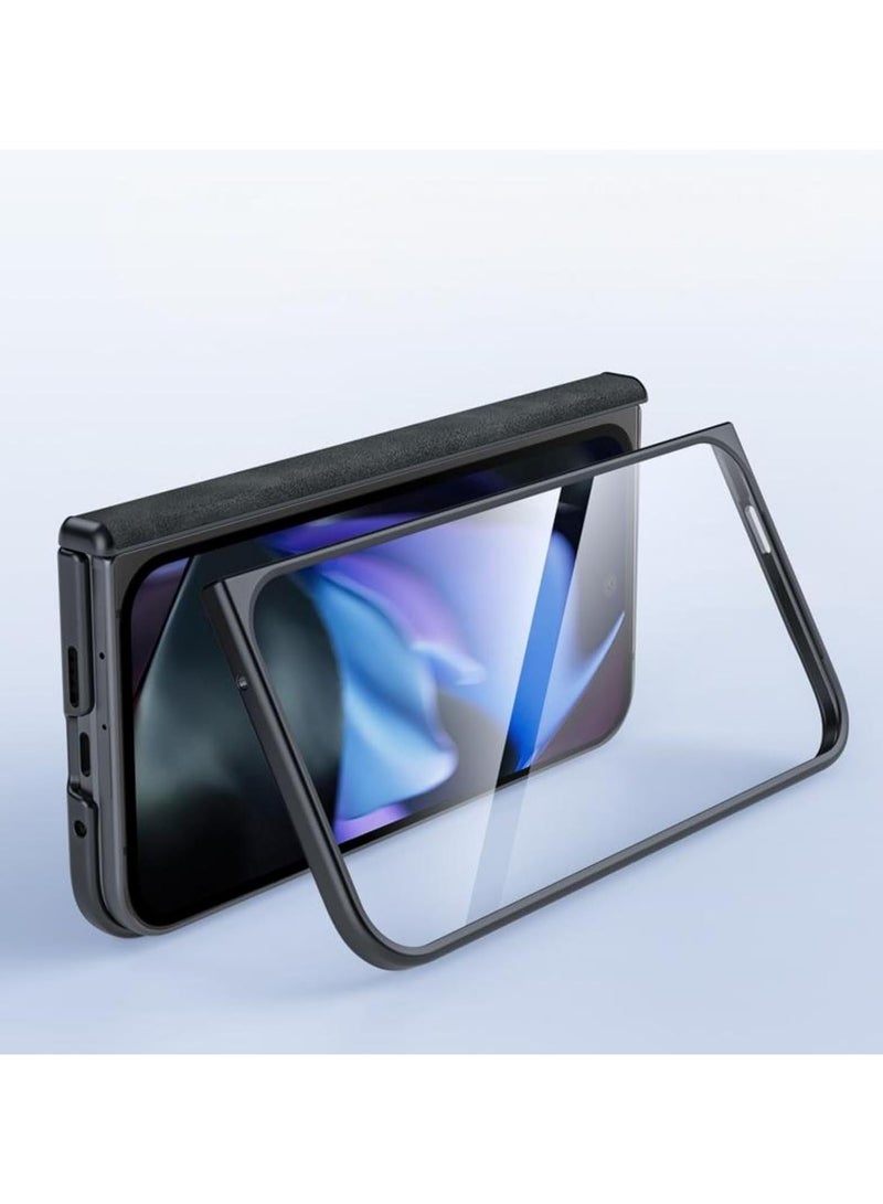 Leather Case Compatible Pixel 9 Pro Fold Leather Case, HD Tempered Film + Hinge Protection, Brushed Leather Impact Case Pixel 9 Pro Fold Ultra Slim Case - Image 2