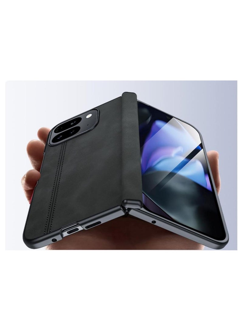 Leather Case Compatible Pixel 9 Pro Fold Leather Case, HD Tempered Film + Hinge Protection, Brushed Leather Impact Case Pixel 9 Pro Fold Ultra Slim Case - Image 4