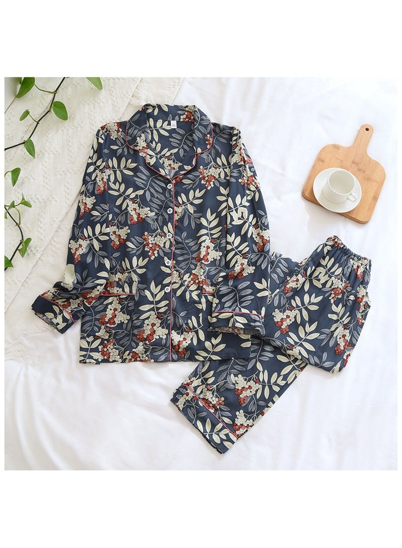 2 Pieces Women Pajama Set Long Sleeve Sleepwear Nightwear For Ladies Soft Loungewear 