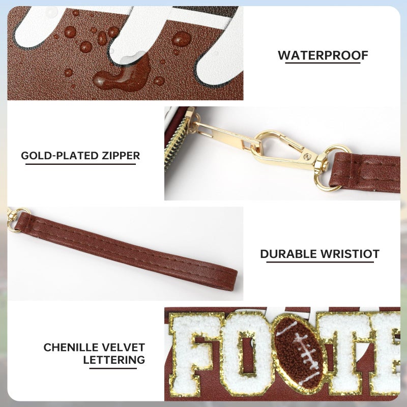 PPeen Football Accessories Tearm Gifts Football Mom Essentials Soccer Bag Makeup Cosmetic Bags Chenille Letter Clear Zipper Toiletry Pouch - Image 4