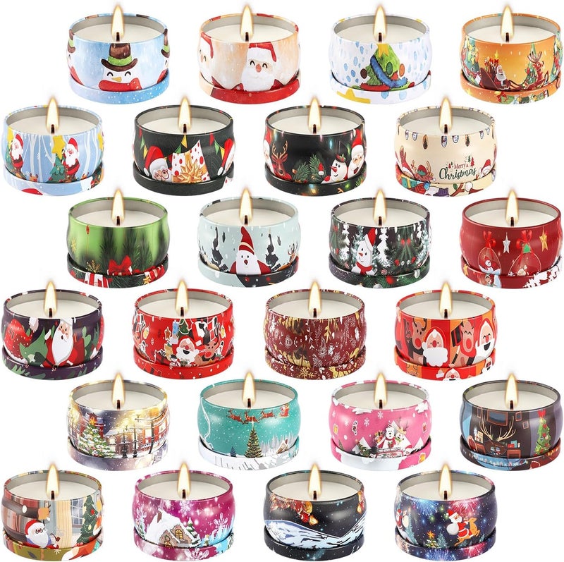 Howemon 24 Pack Christmas Scented Candles Set for Home, Relaxing Stress Relief, Aromatherapy - Natural Soy Wax and Fragrance - Gifts for Women, Mom, Best Friend, Wife, Birthday - Image 1