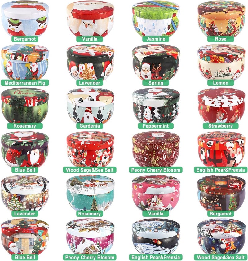 Howemon 24 Pack Christmas Scented Candles Set for Home, Relaxing Stress Relief, Aromatherapy - Natural Soy Wax and Fragrance - Gifts for Women, Mom, Best Friend, Wife, Birthday - Image 2