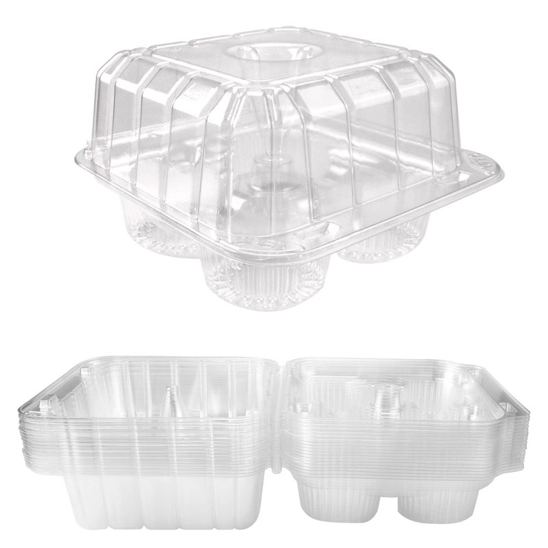 GothaBach 40 Pack 4-Compartment Clear Plastic Cupcake Boxes, 4-Cavity Cupcake Holders, Clear Cupcake Containers (20) - Image 1